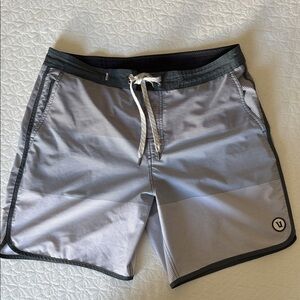 Vuori Black and Gray Striped Men's Cruise Boardshirt